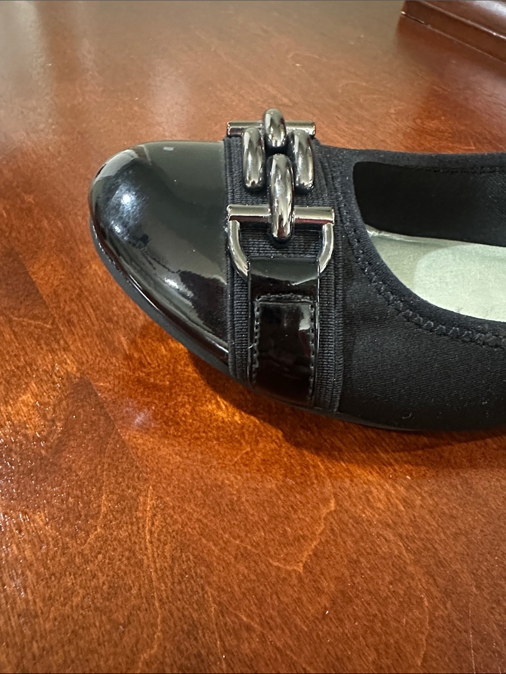 Anne Klein Women's Black Patent Cap-Toe Flats - Picture 10 of 16